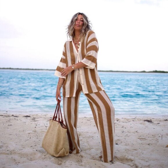 Vici Pants - Vici Bradley Crochet Wide Leg Cover Up Pants SIZE LARGE